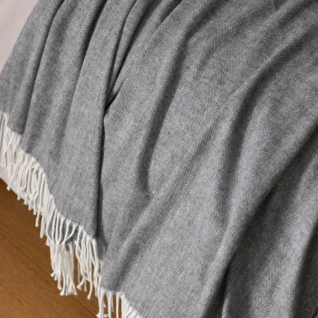 Herringbone Tassel Throw (Shadow)