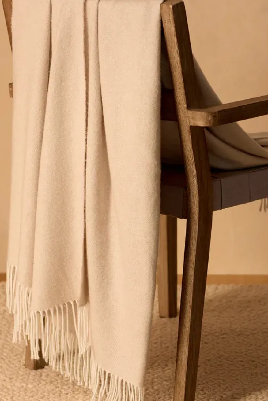 Herringbone Tassel Throw (Oatmeal)