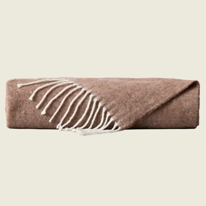 Herringbone Tassel Throw (Truffle)